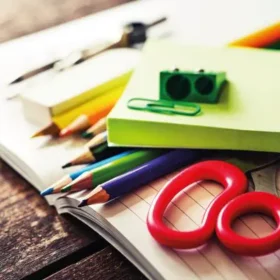 a bunch of school supplies